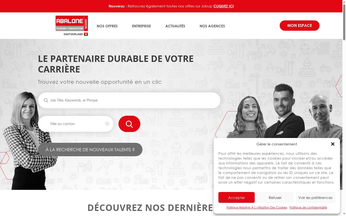 Screenshot of the consent banner shown before any interaction