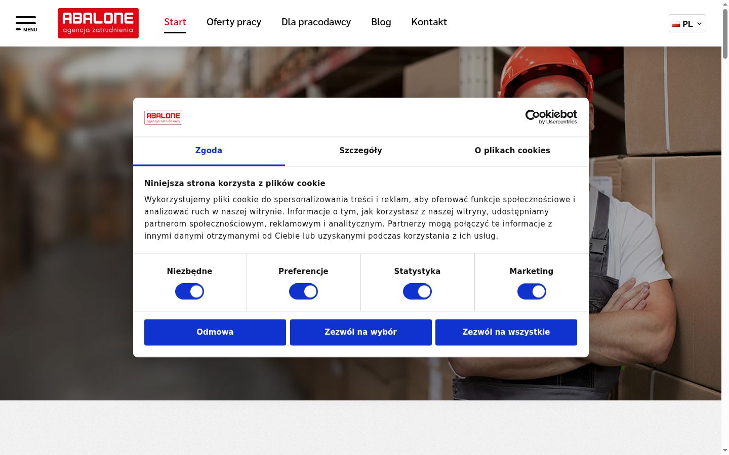 Screenshot of the consent banner shown before any interaction