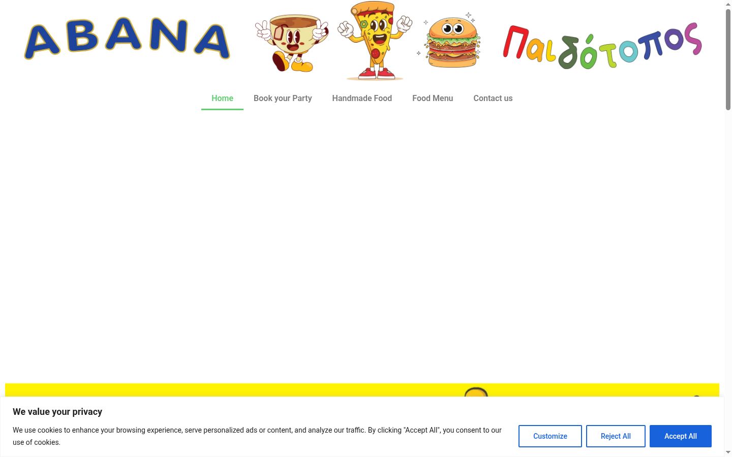 Captura de pantalla del banner de consentimiento mostrado antes de cualquier interacción