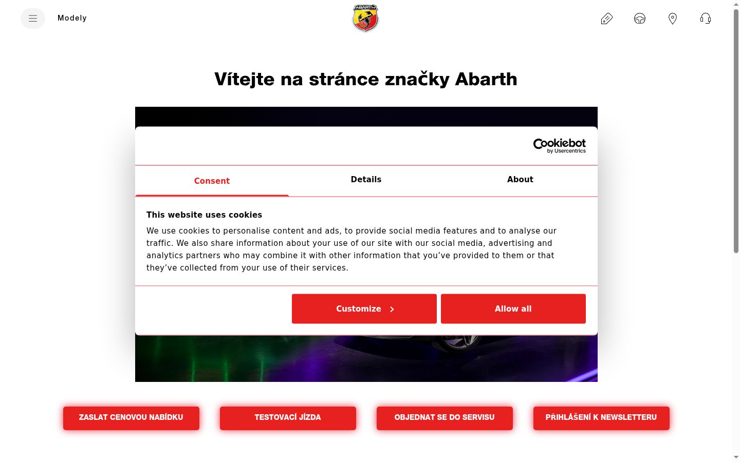 Sutikimo reklamjuostės, rodytos prieš bet kokią sąveiką, ekrano kopija