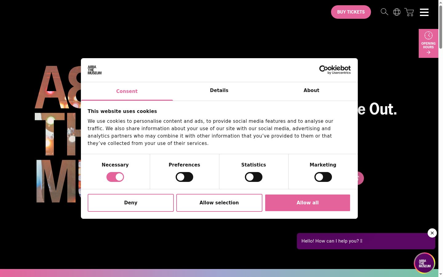 Screenshot of the consent banner shown before any interaction