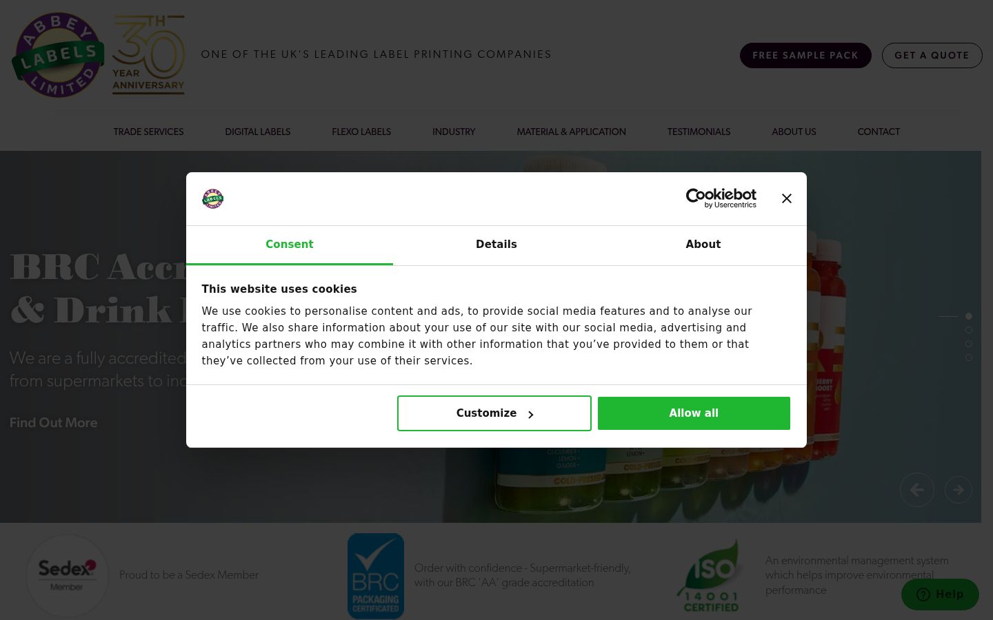 Sutikimo reklamjuostės, rodytos prieš bet kokią sąveiką, ekrano kopija