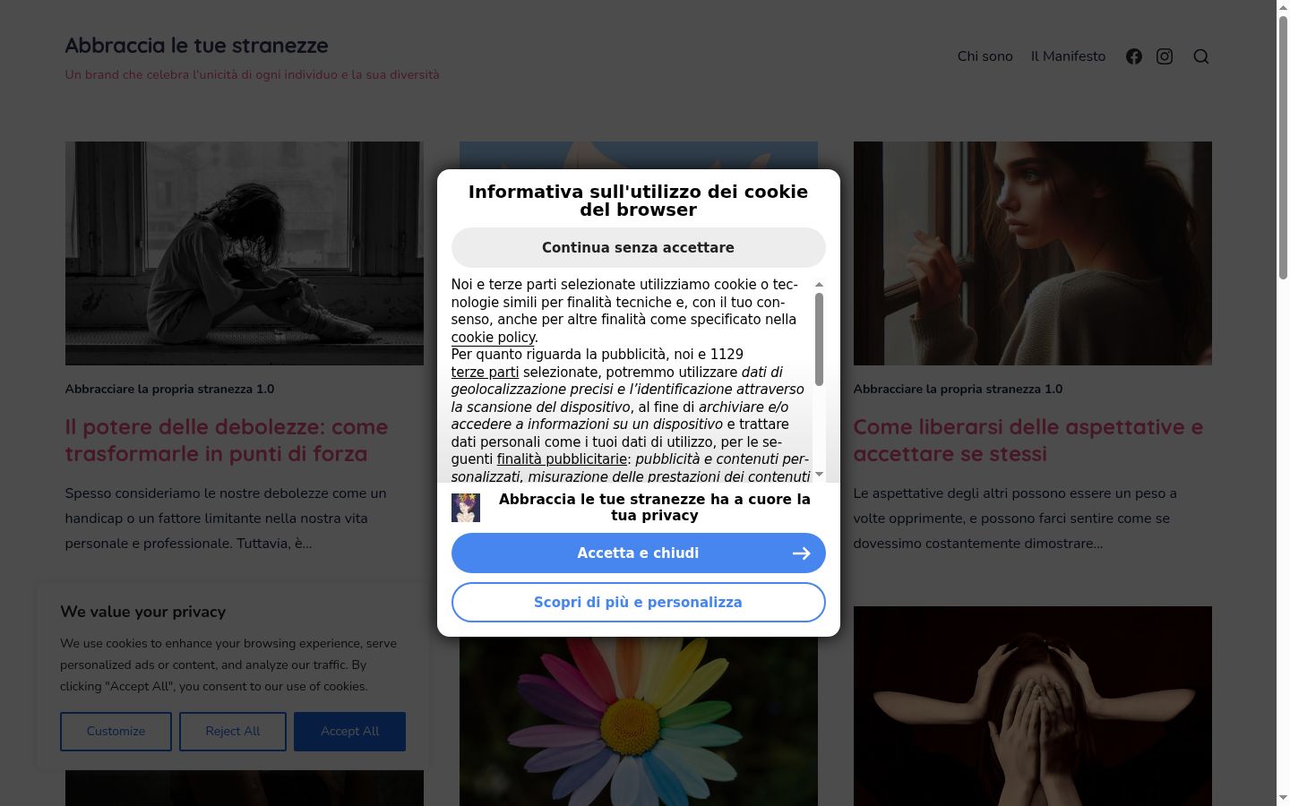 Screenshot of the consent banner shown before any interaction