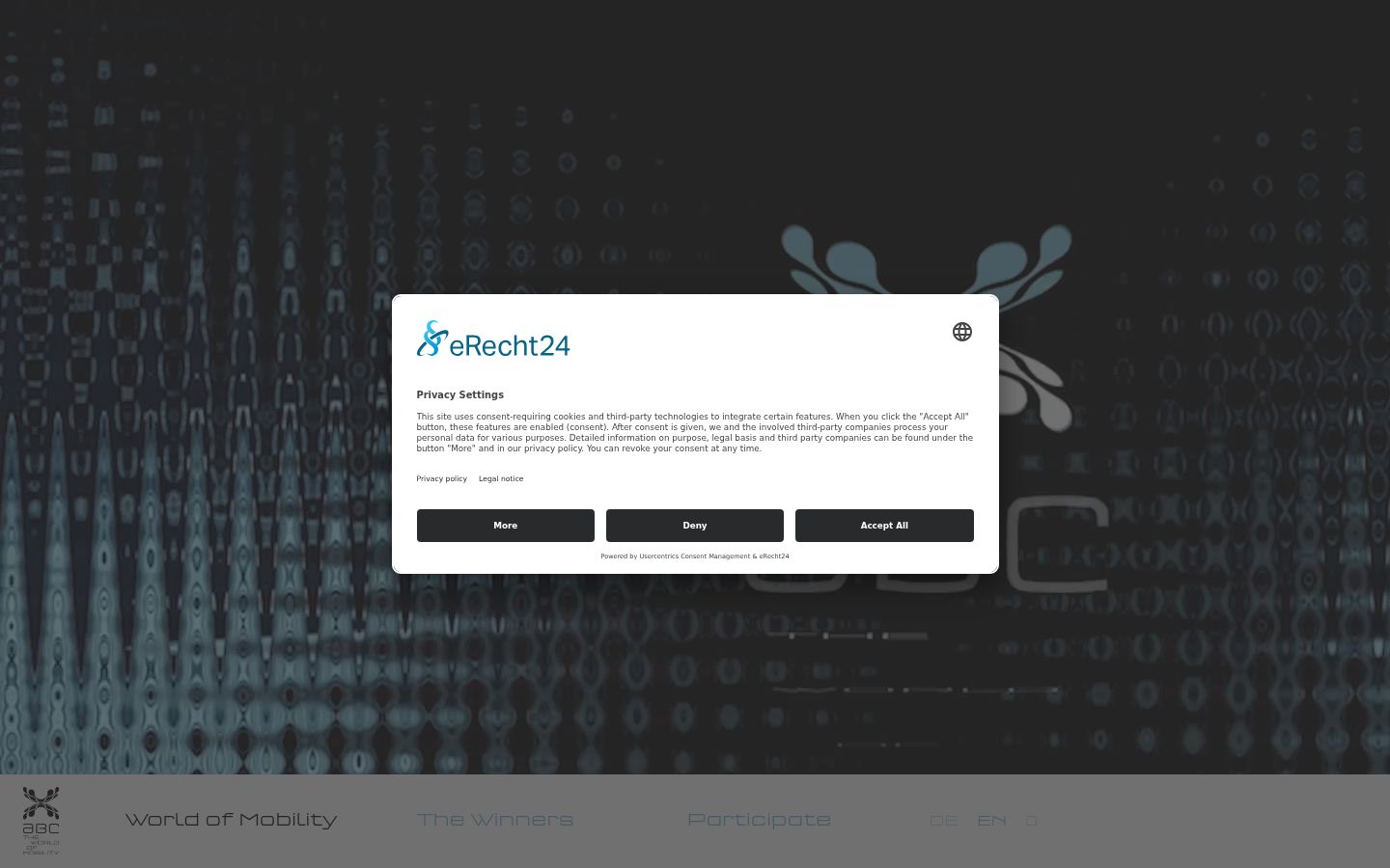 Screenshot del banner di consenso mostrato prima di qualsiasi interazione