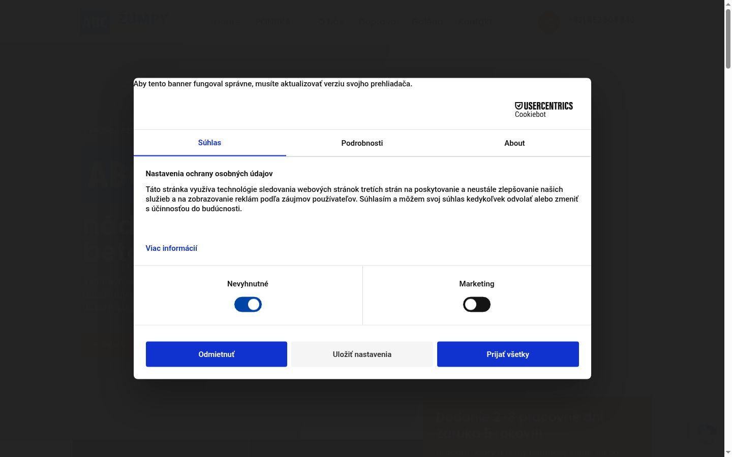 Screenshot van de toestemmingsbanner zoals getoond vóór enige interactie