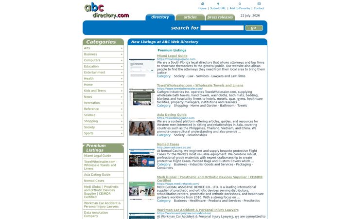 Screenshot von abc-directory.com