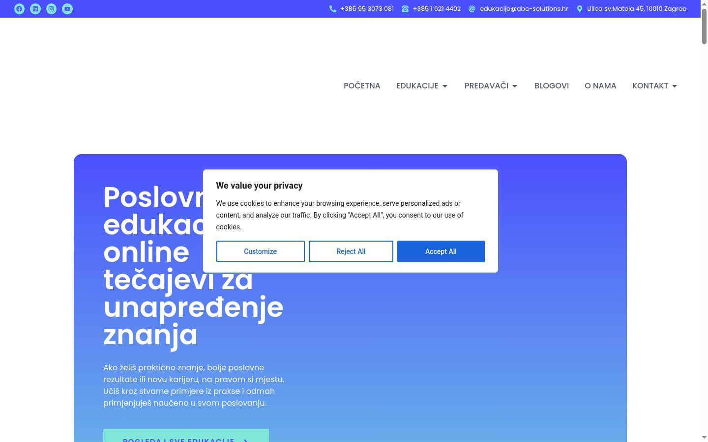 Screenshot van de toestemmingsbanner zoals getoond vóór enige interactie
