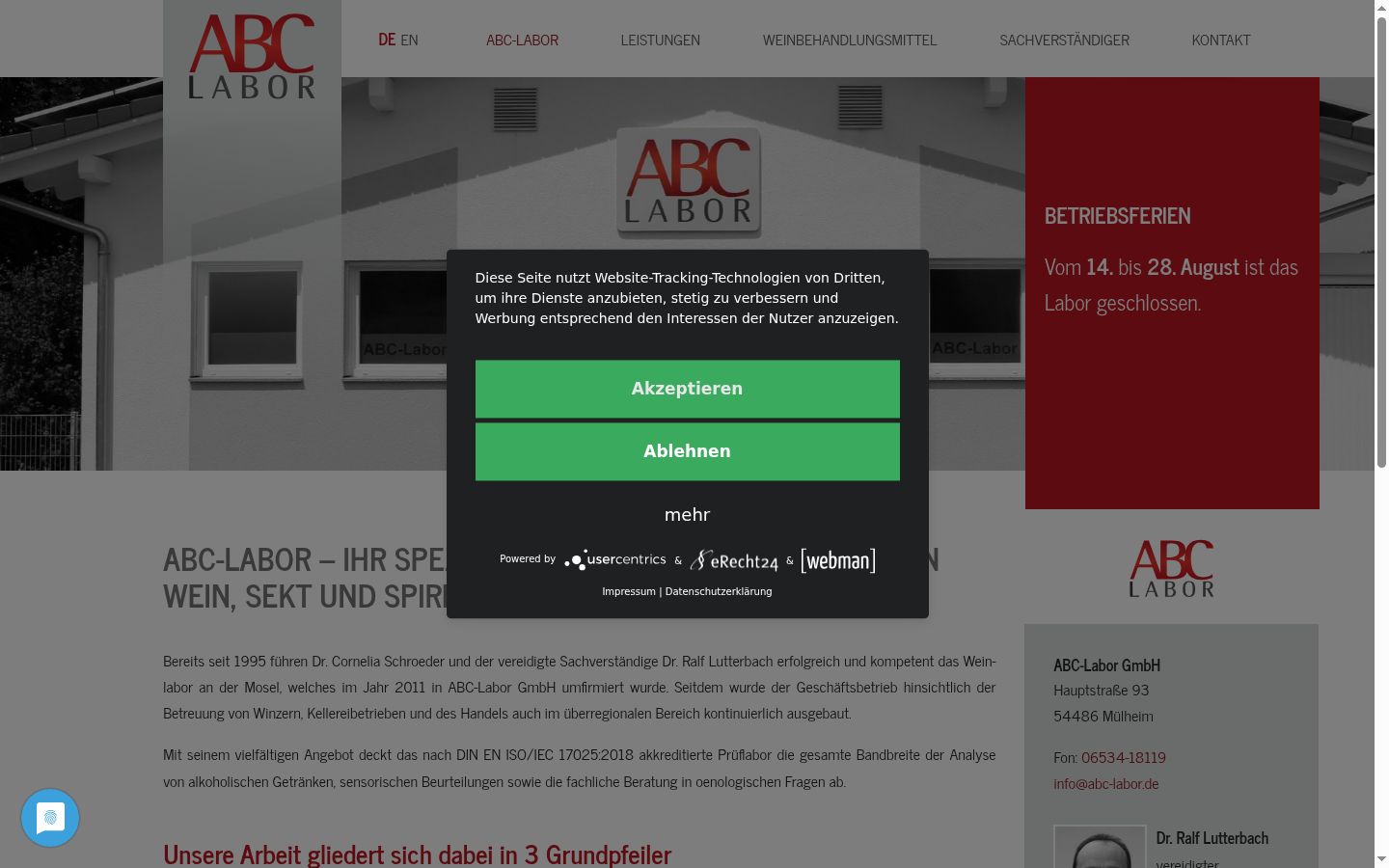 Screenshot of the consent banner shown before any interaction