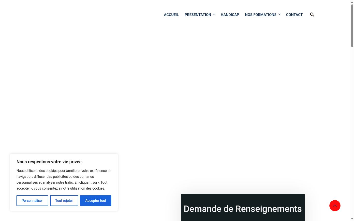 Captura de ecrã do banner de consentimento apresentado antes de qualquer interação