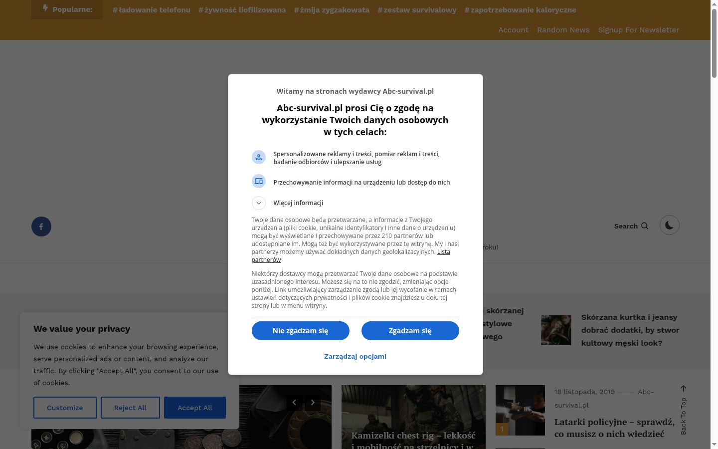 Screenshot of the consent banner shown before any interaction
