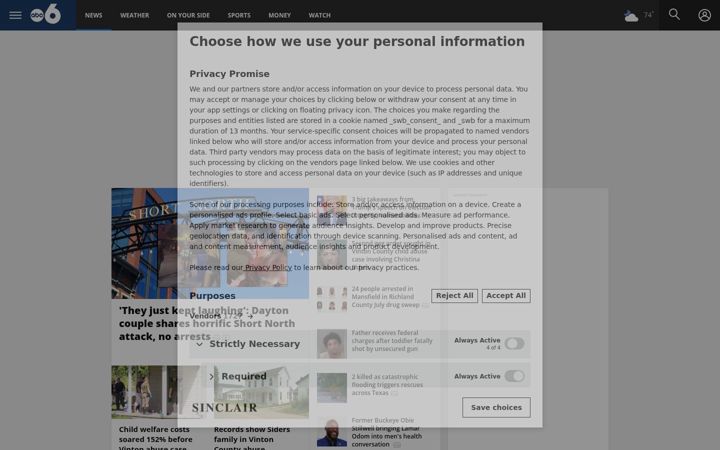 Snímek obrazovky abc6onyourside.com