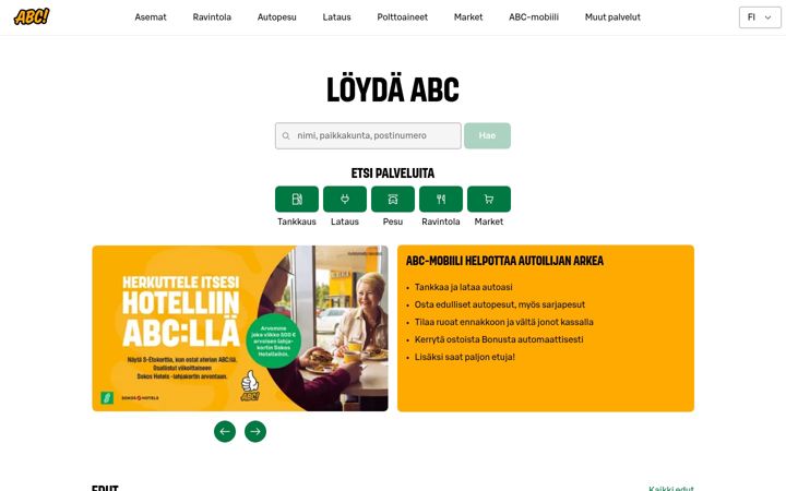 Screenshot van abcasemat.fi