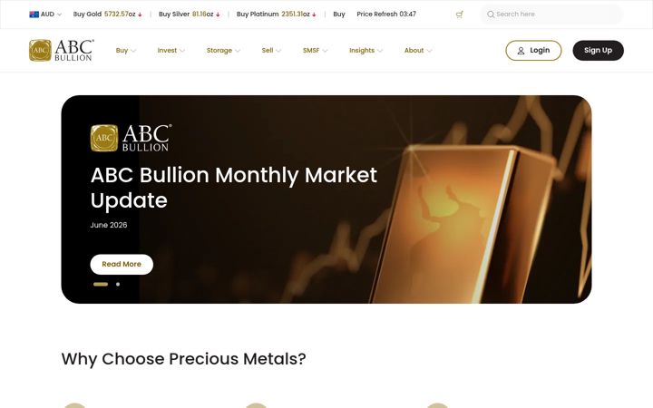 Screenshot of abcbullion.com.au