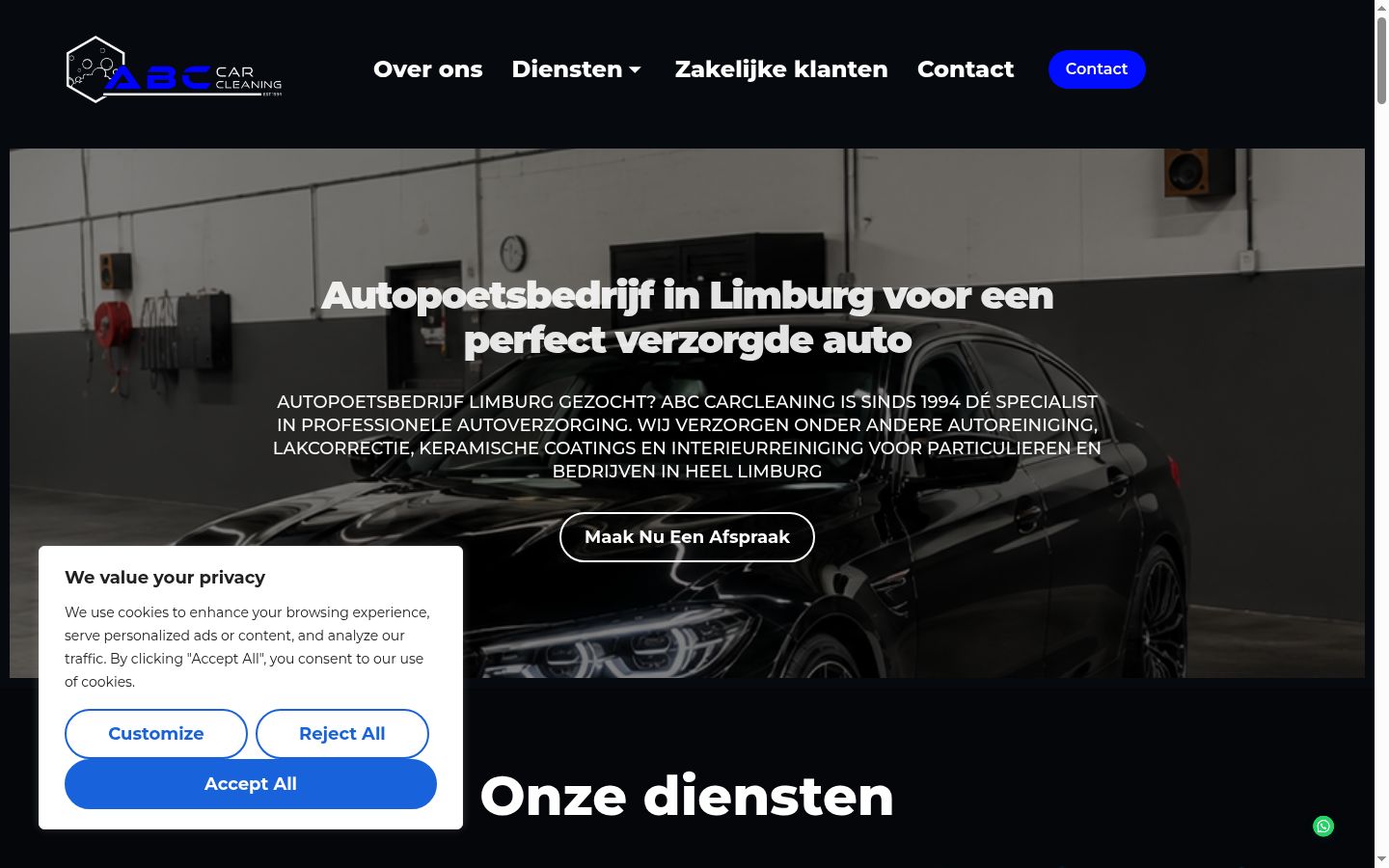 Screenshot del banner di consenso mostrato prima di qualsiasi interazione