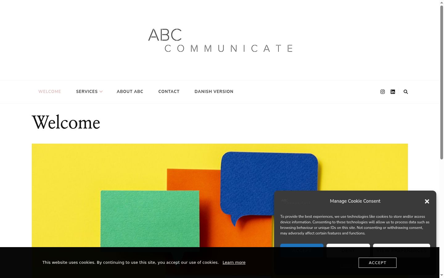 Screenshot del banner di consenso mostrato prima di qualsiasi interazione