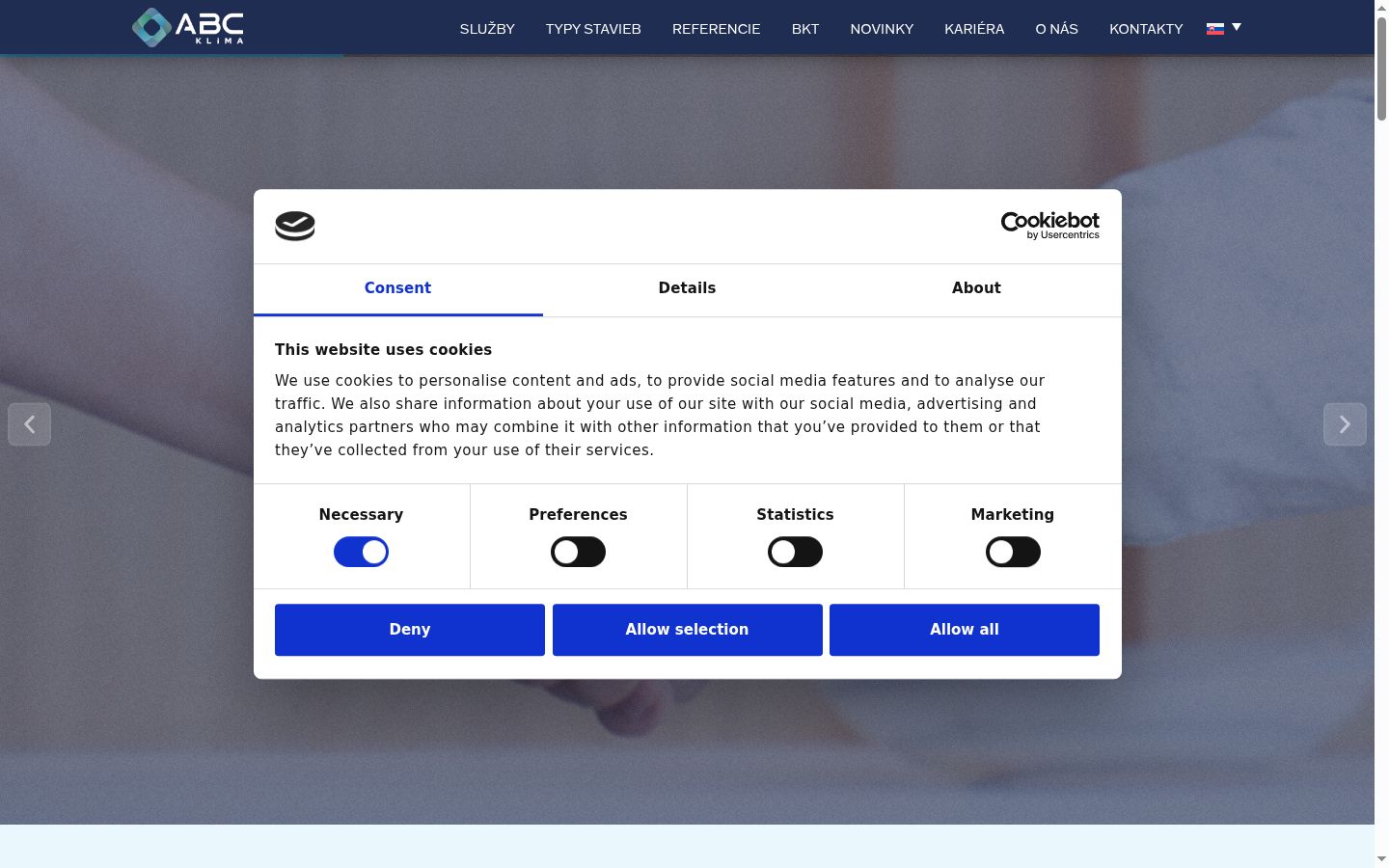 Screenshot of the consent banner shown before any interaction