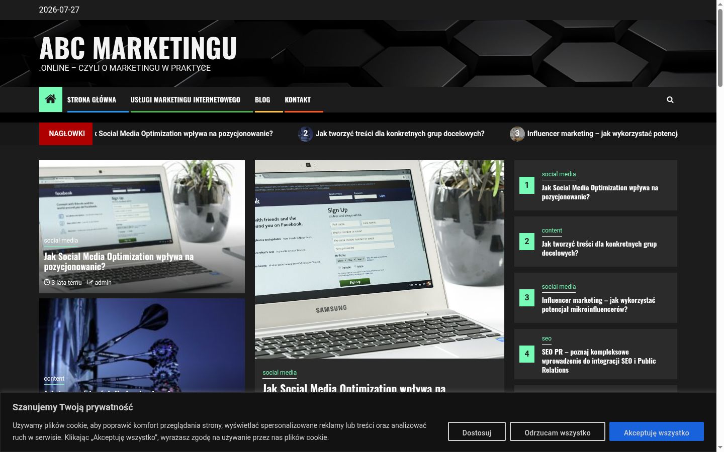 Screenshot of the consent banner shown before any interaction