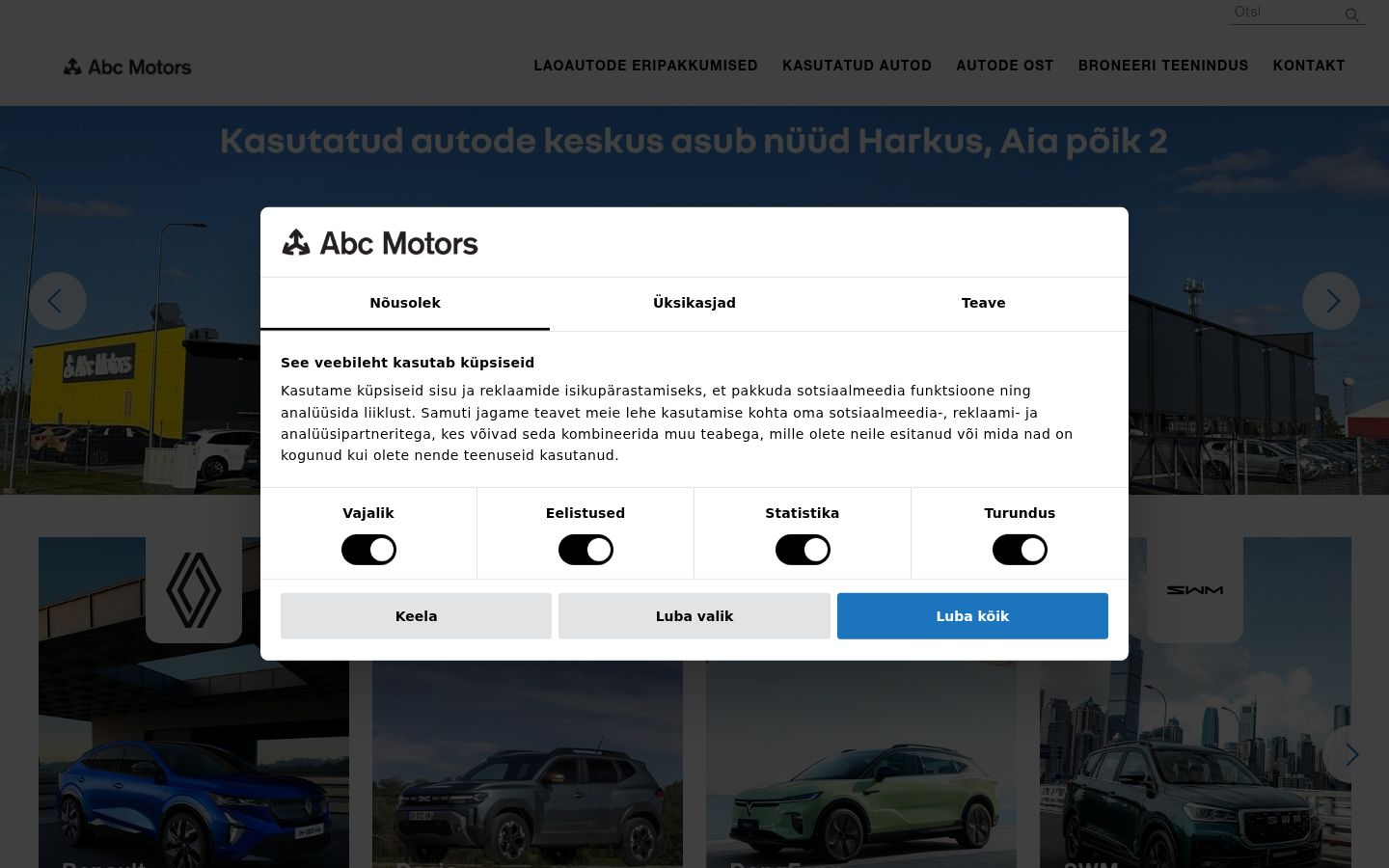 Sutikimo reklamjuostės, rodytos prieš bet kokią sąveiką, ekrano kopija