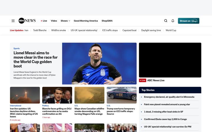 Captură de ecran a abcnews.com