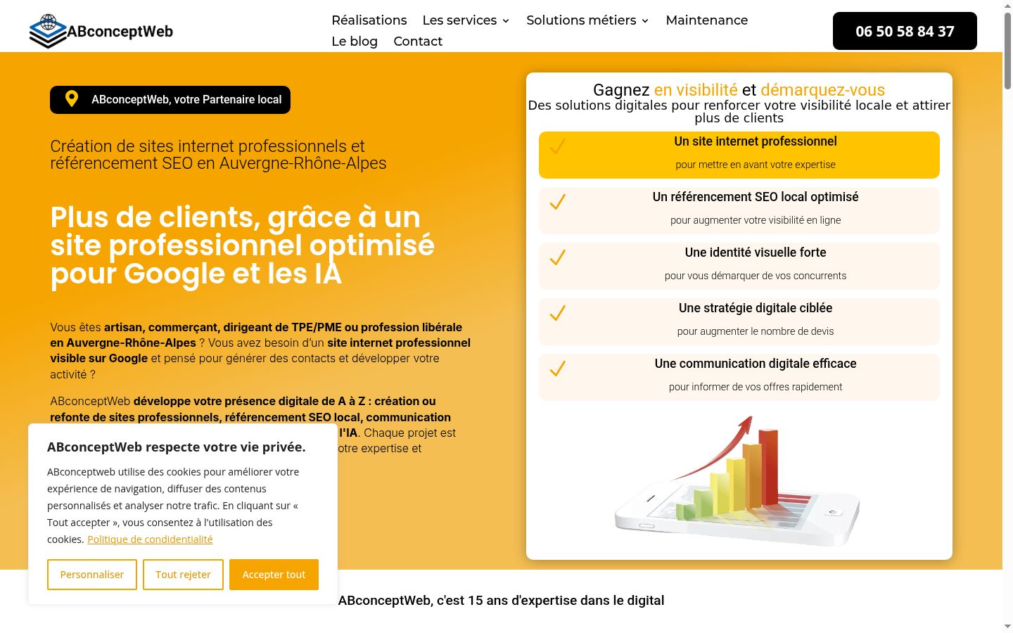 Capture d'écran de la bannière de consentement affichée avant toute interaction