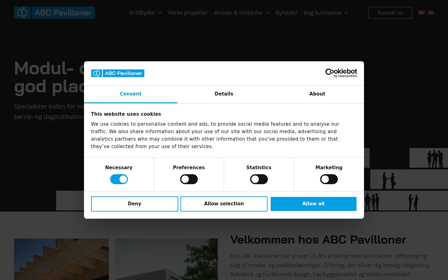 Screenshot del banner di consenso mostrato prima di qualsiasi interazione