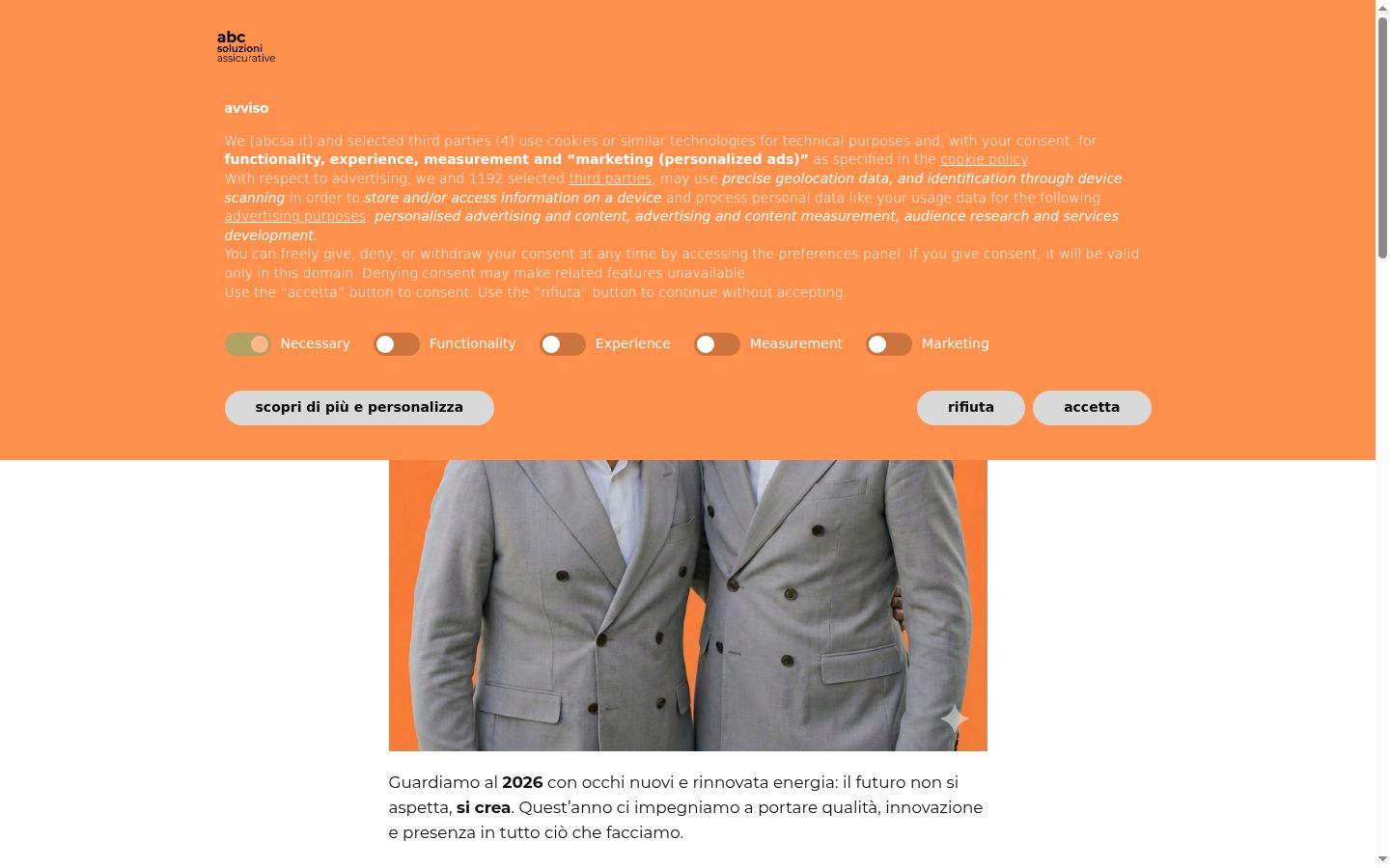 Sutikimo reklamjuostės, rodytos prieš bet kokią sąveiką, ekrano kopija