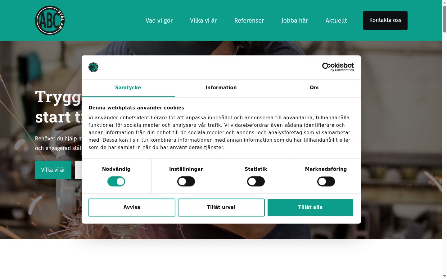 Screenshot of the consent banner shown before any interaction