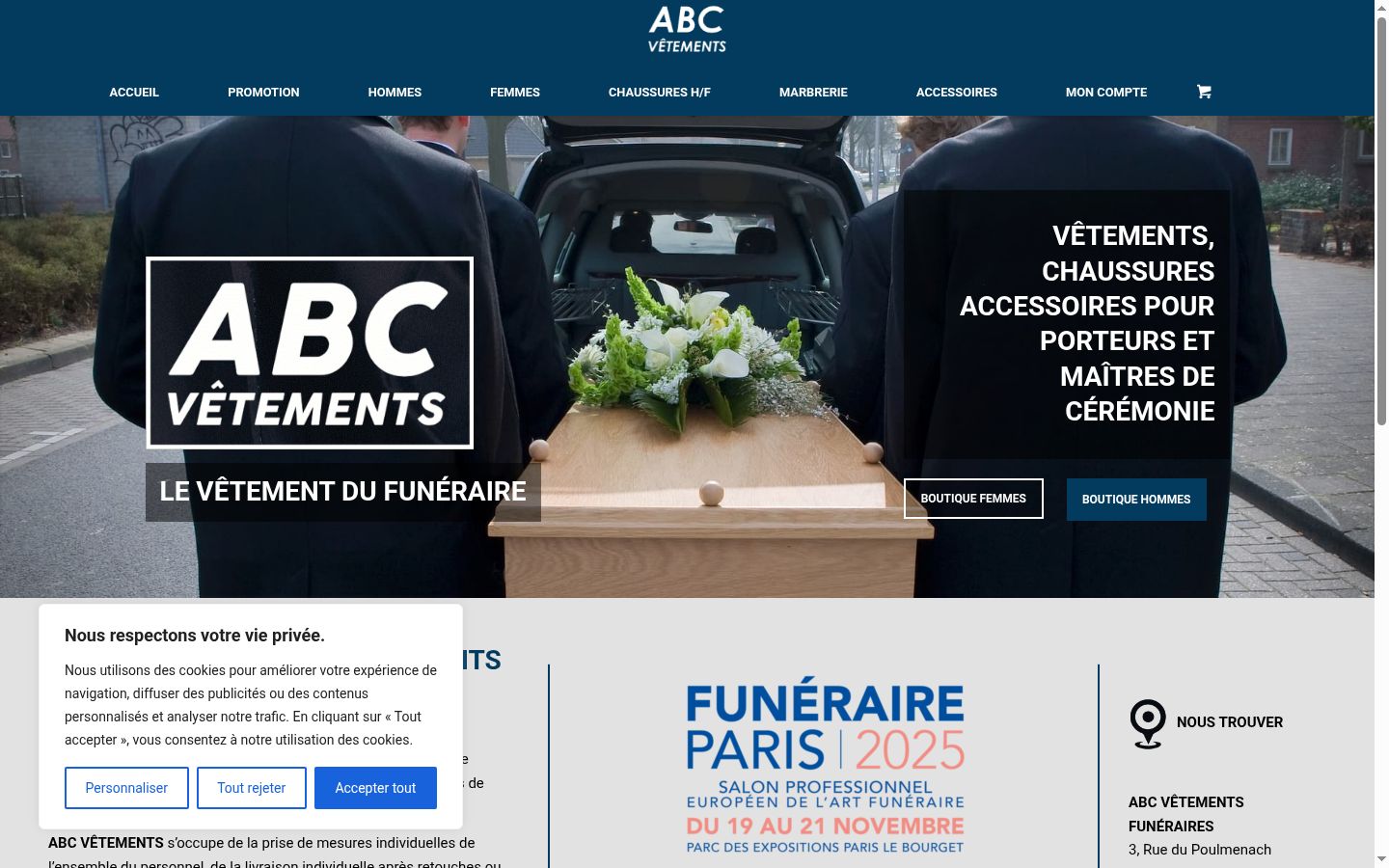 Capture d'écran de la bannière de consentement affichée avant toute interaction