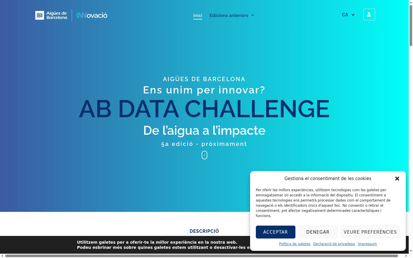 Screenshot of the consent banner shown before any interaction