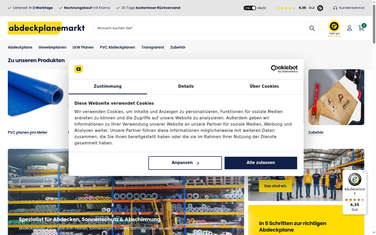 Snímek obrazovky baneru souhlasu zobrazeného před jakoukoli interakcí
