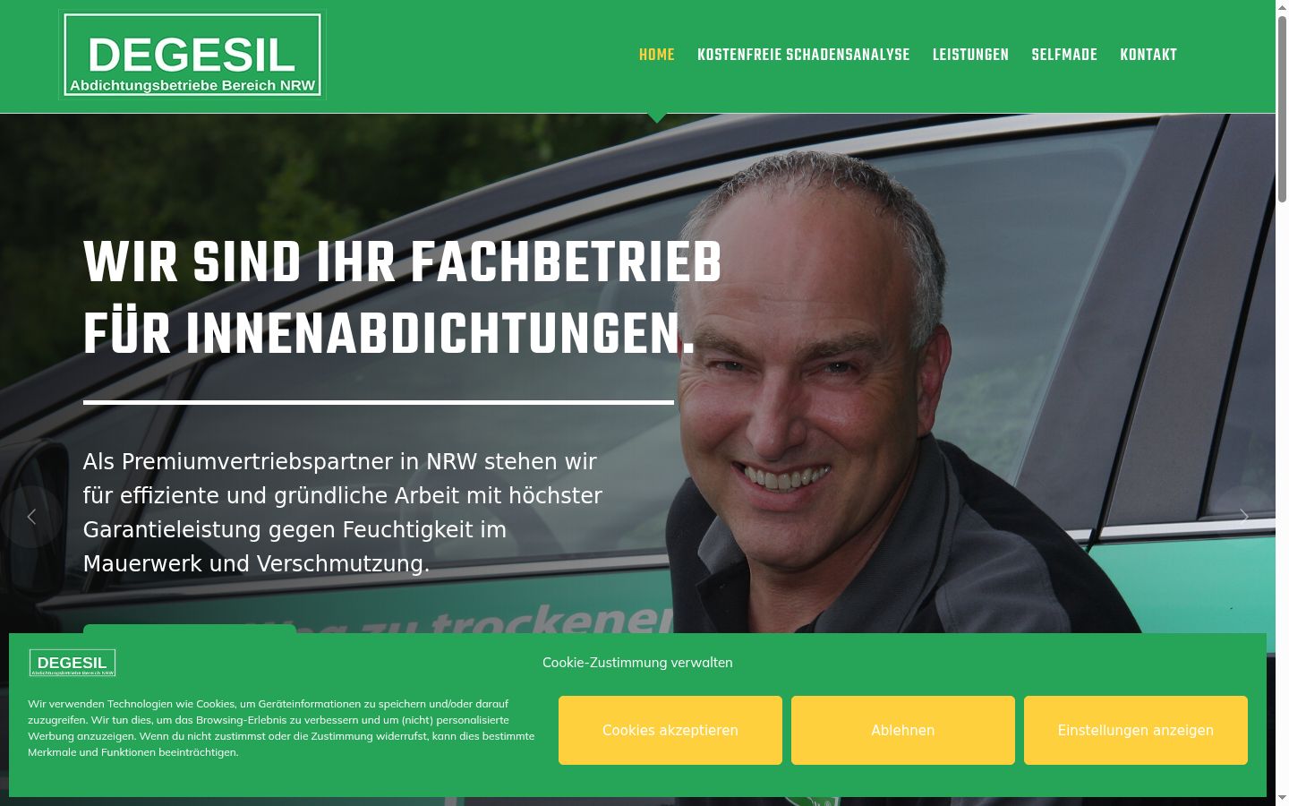 Screenshot des Einwilligungsbanners vor jeglicher Interaktion