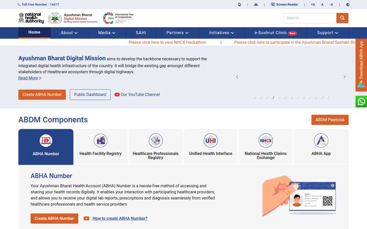Screenshot of abdm.gov.in