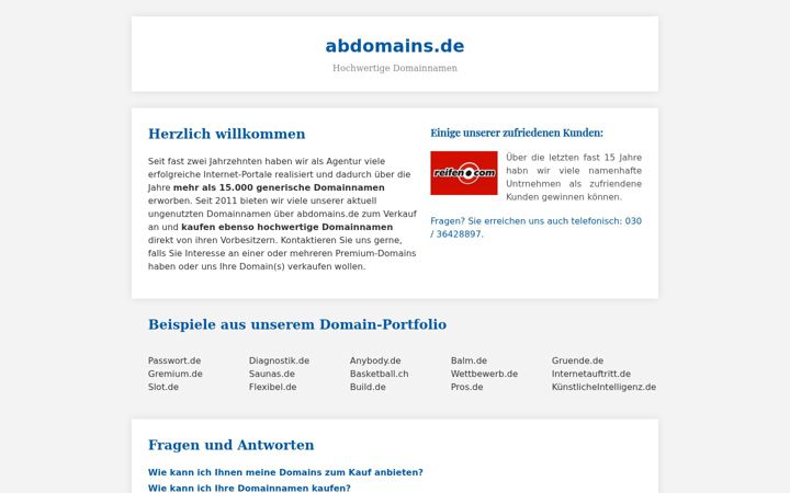 Screenshot of abdomains.de