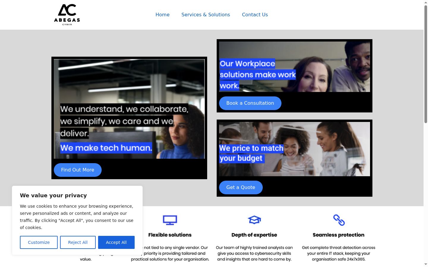 Capture d'écran de la bannière de consentement affichée avant toute interaction