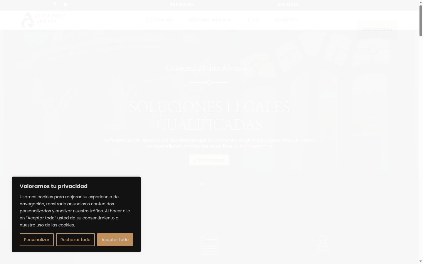Captura de ecrã do banner de consentimento apresentado antes de qualquer interação
