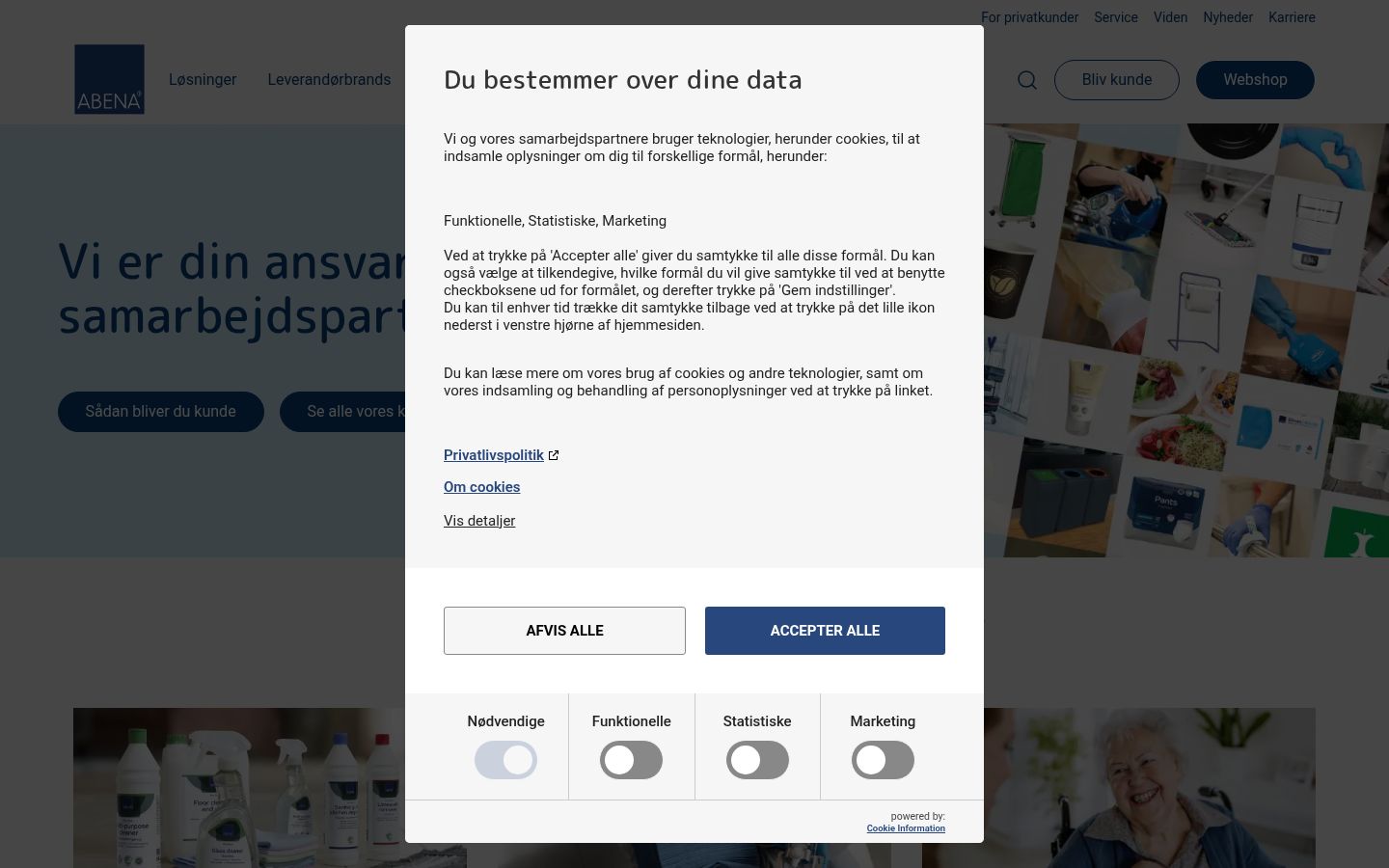 Sutikimo reklamjuostės, rodytos prieš bet kokią sąveiką, ekrano kopija