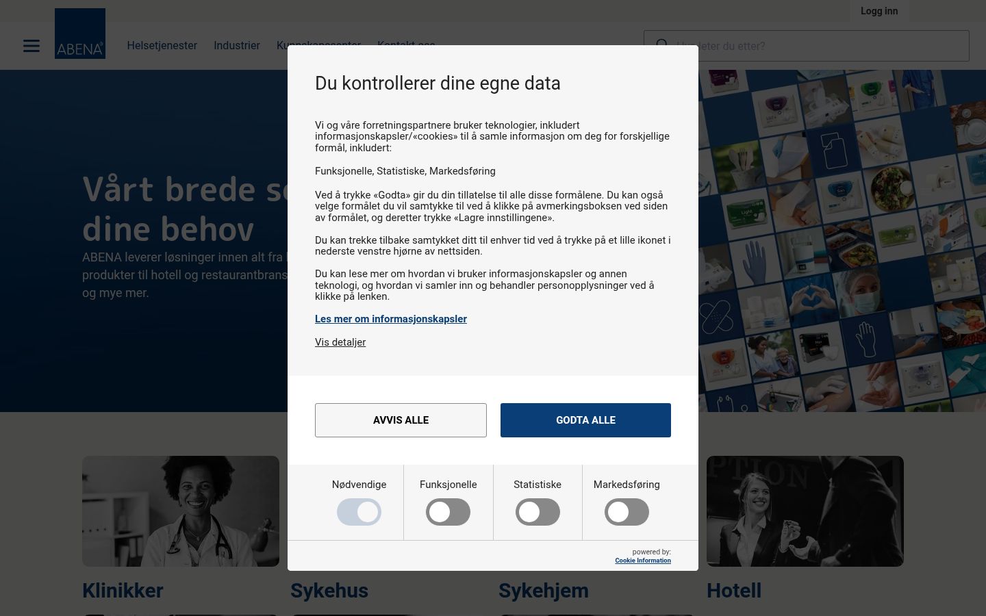 Sutikimo reklamjuostės, rodytos prieš bet kokią sąveiką, ekrano kopija