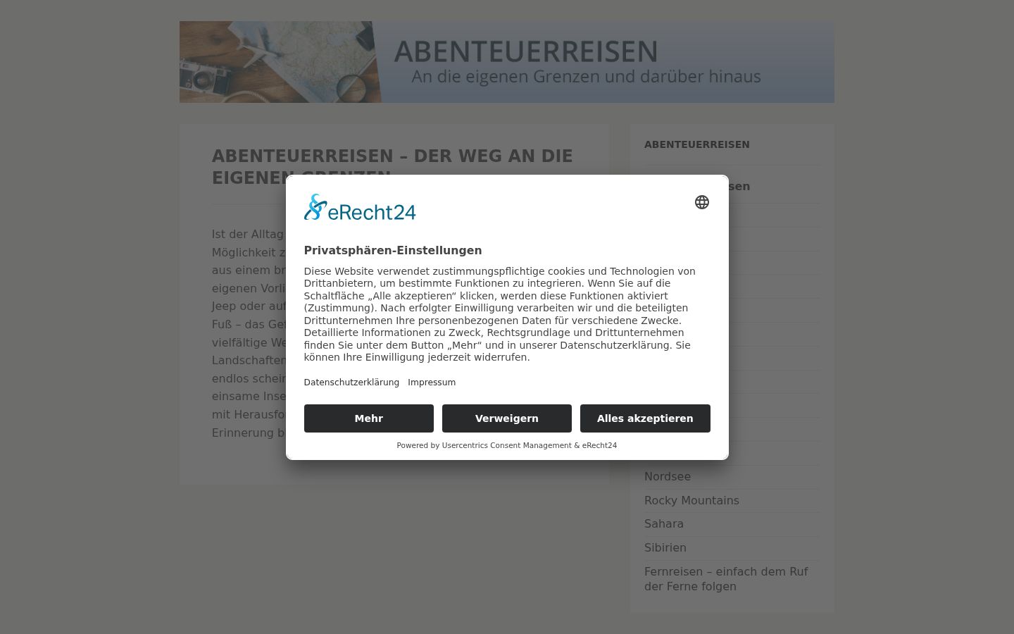 Screenshot of the consent banner shown before any interaction