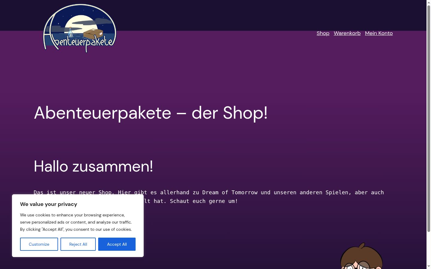 Screenshot of the consent banner shown before any interaction
