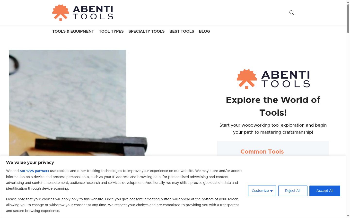 Screenshot of the consent banner shown before any interaction