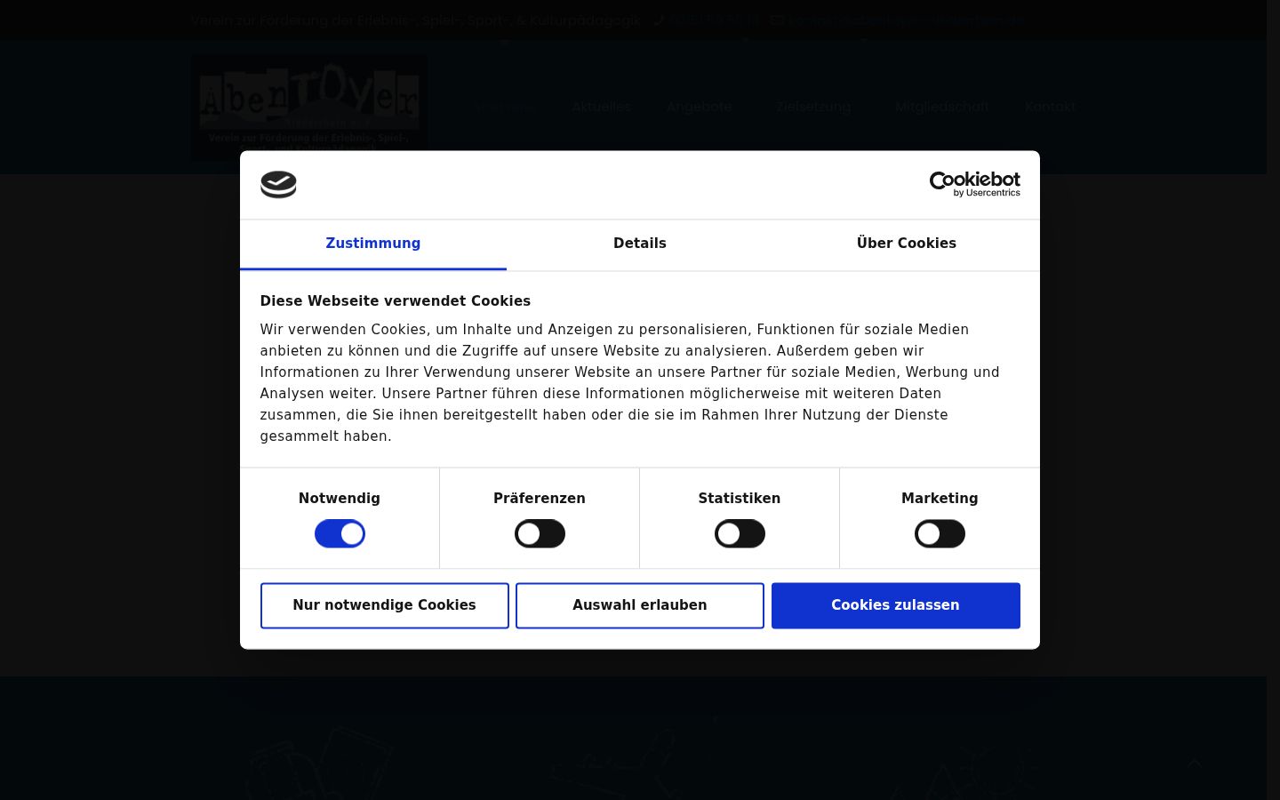 Screenshot of the consent banner shown before any interaction