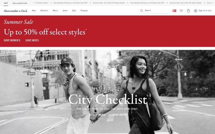 Screenshot of abercrombie.com