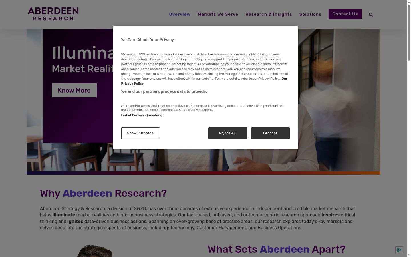Screenshot of the consent banner shown before any interaction
