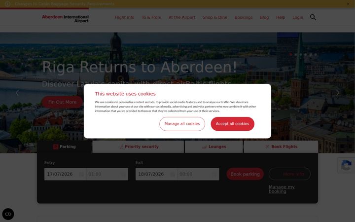 Screenshot of aberdeenairport.com
