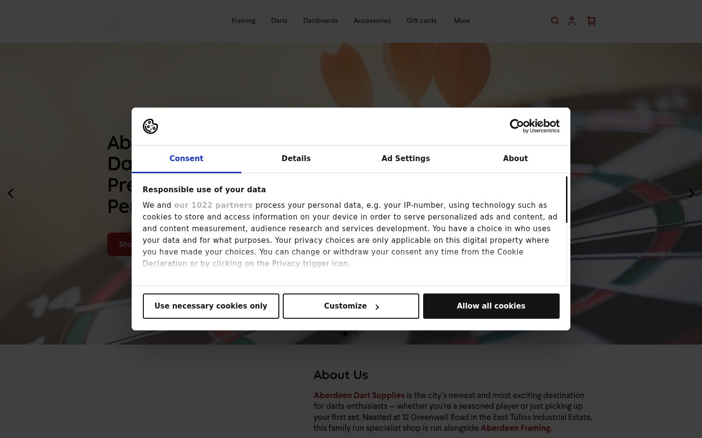 Screenshot of the consent banner shown before any interaction