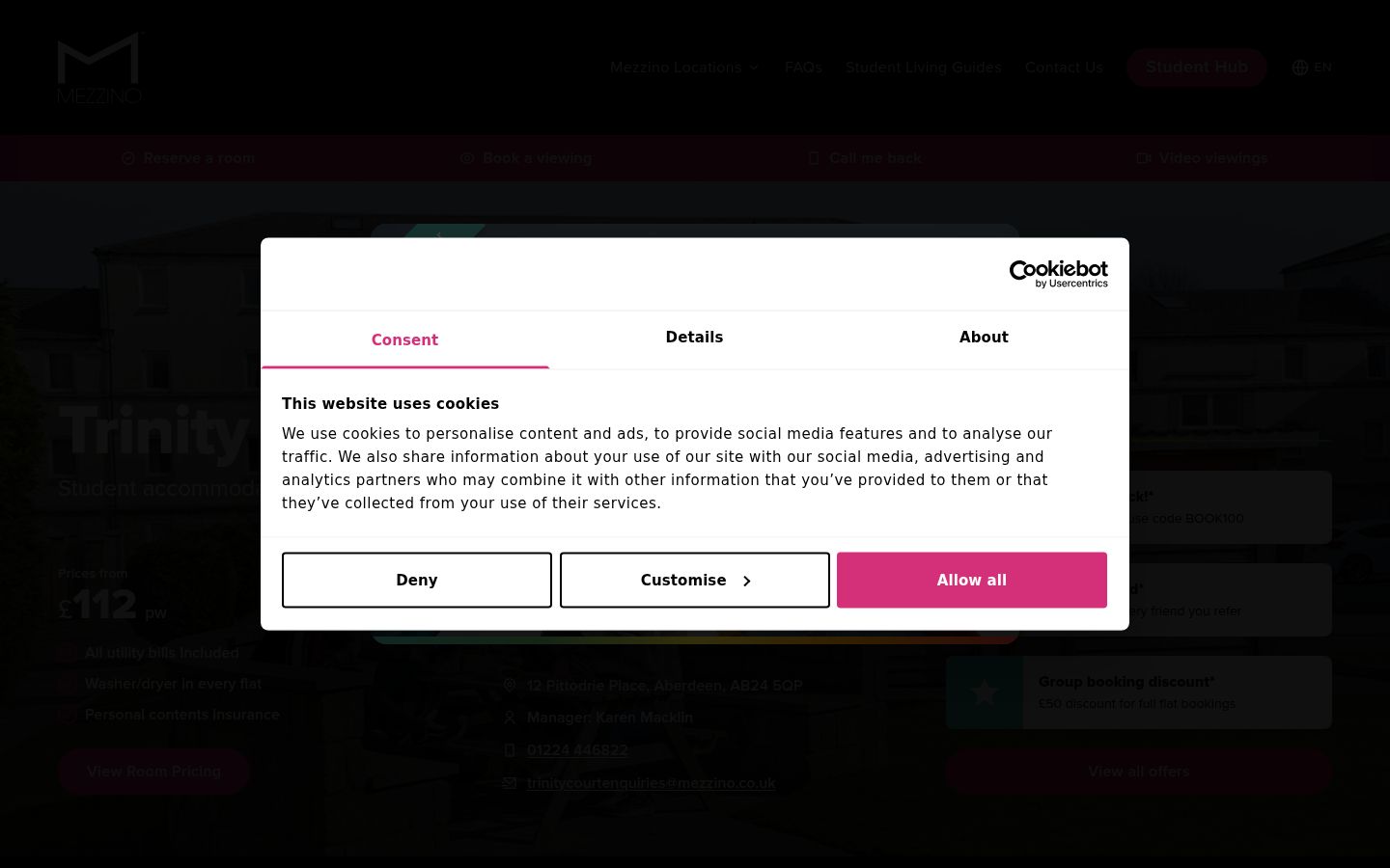 Screenshot of the consent banner shown before any interaction