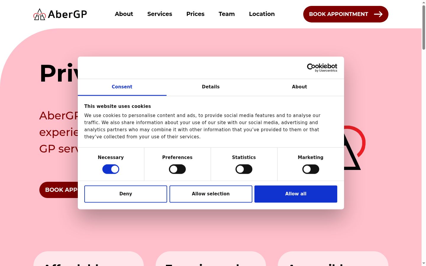 Screenshot van de toestemmingsbanner zoals getoond vóór enige interactie