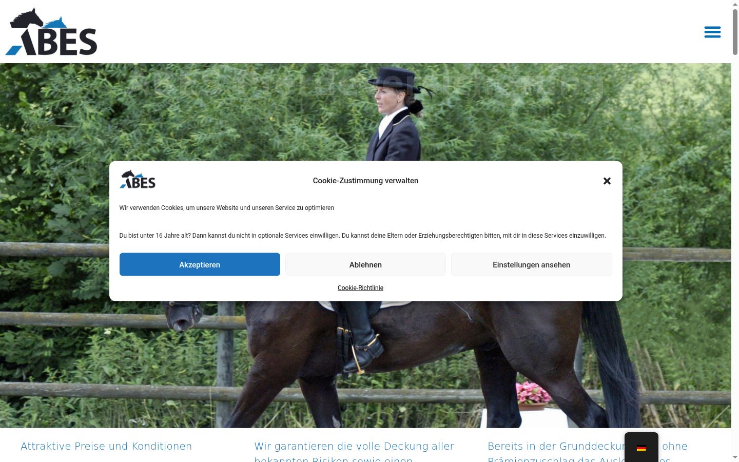 Screenshot del banner di consenso mostrato prima di qualsiasi interazione