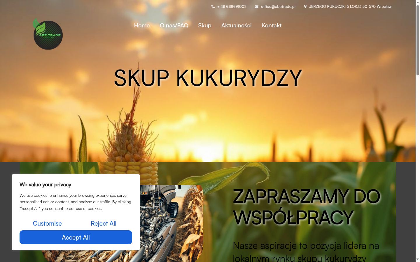 Screenshot des Einwilligungsbanners vor jeglicher Interaktion