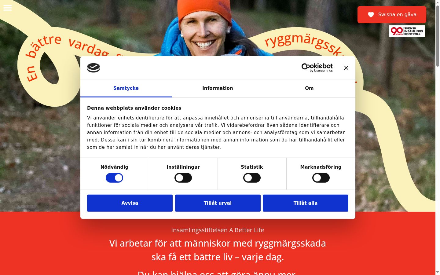 Skærmbillede af samtykkebanneret, som det blev vist før nogen interaktion